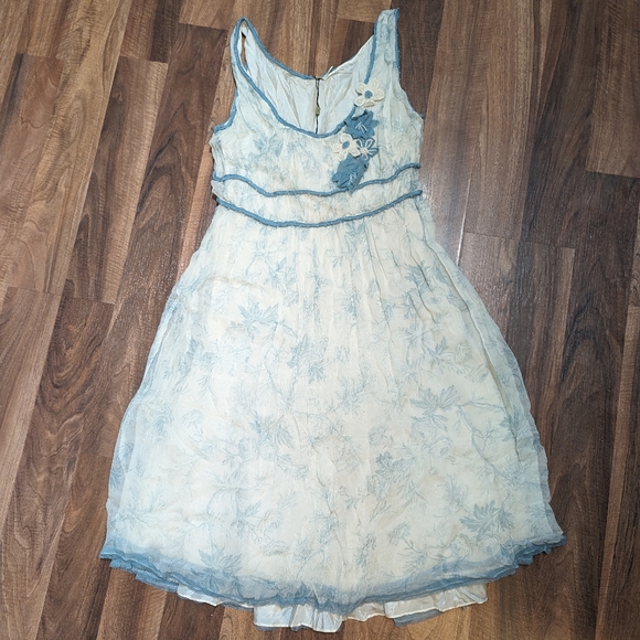 NWT Max Studio Vintage Silk Dress Blue and White Flowers Size 10 - Picture 1 of 10